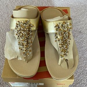 Fitflop Gold Jeweled Thong Sandals for Women